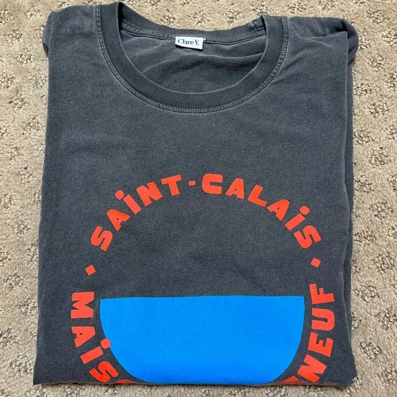 Clare V Original Tee - Maison Bourgneuf/Faded Black Size M - Picture 3 of 6